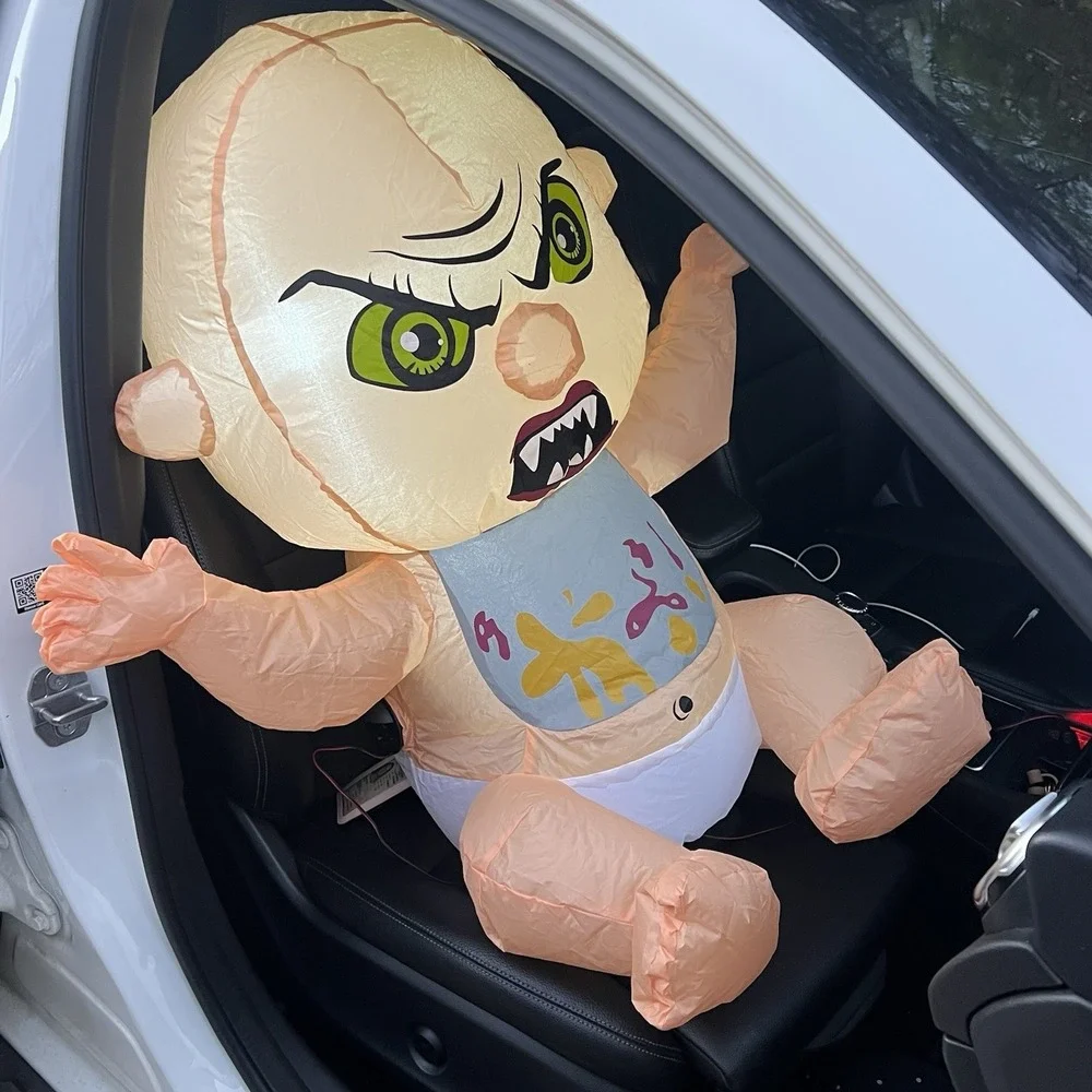 Goosh Sitting Mean Zombie Child Baby For Car LED Halloween Airblown Inflatable